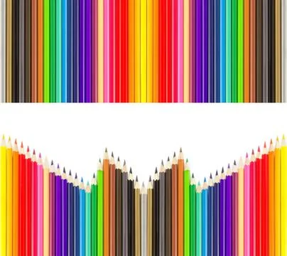 Colored pencils in rows Stock Photos