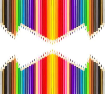 Colored pencils in rows Stock Photos