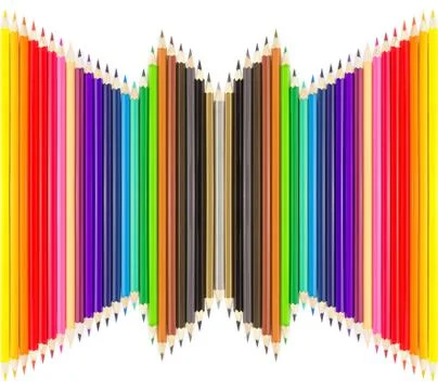 Colored pencils in rows Stock Photos