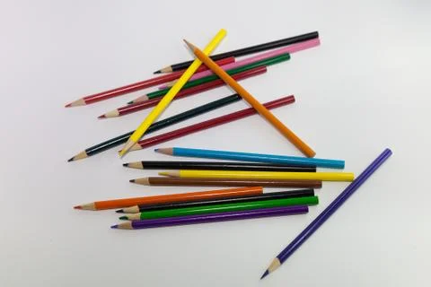 Colored Pencils scattered Stock Photos