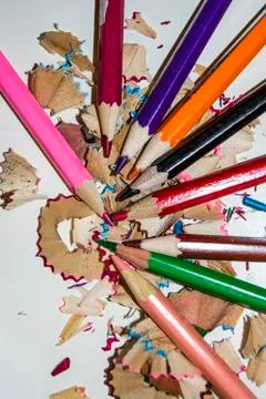 Colored pencils in a semicircle Stock-Fotos