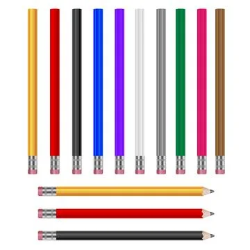 Colored pencils set on a white background. Vector illustration Stock Illustration