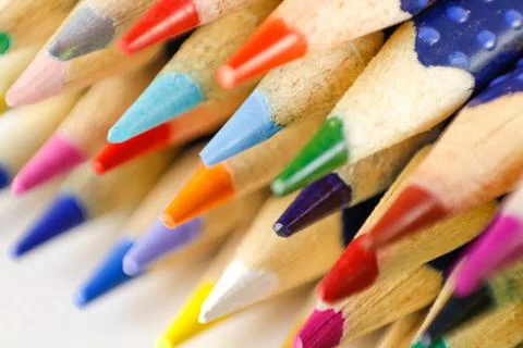 Colored pencils sharpened. Macro. Closeup Stock-Fotos