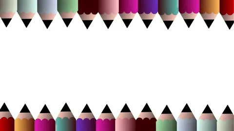 Colored pencils slide in to form a frame on a white background. Stock Footage 315143719