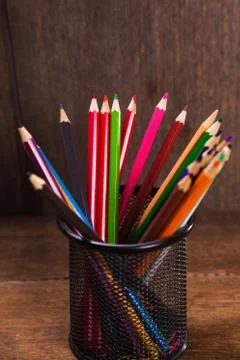 Colored pencils in studio Stock Photos