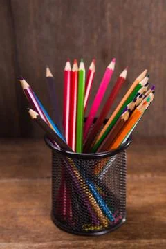 Colored pencils in studio Stock Photos