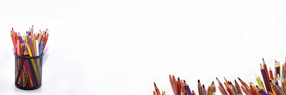 Colored pencils on table. Stock Photos
