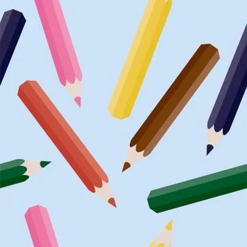 Colored pencils. Vector seamless pattern. Stock Illustration