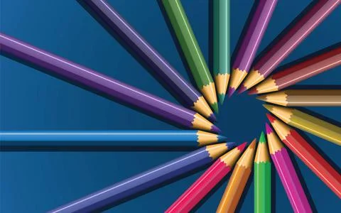 Colored pencils vector set of colored pencils. Image contains gradient mes... Stock Photos