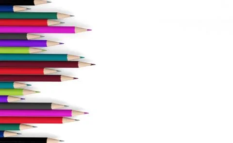 Colored pencils on white background Stock Illustration