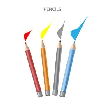 Colored pencils on a white background Stock Illustration