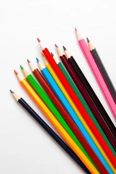 Colored pencils on a white background. Isolate. Stock Photos