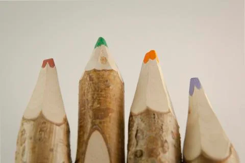 Colored pencils on a white background Stock Photos