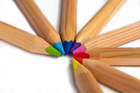 Colored Pencils on white background Stock Photos