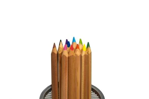 Colored Pencils on white background Stock Photos