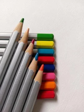Colored pencils on a white background Stock Photos
