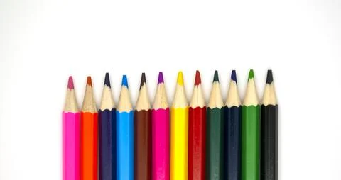 Colored pencils on a white background Stock Photos