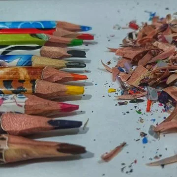 Colored pencils on a white background Stock Photos