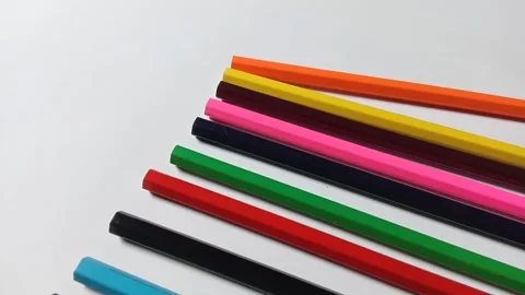 Colored pencils on white background. various colors Stock Footage 311653855