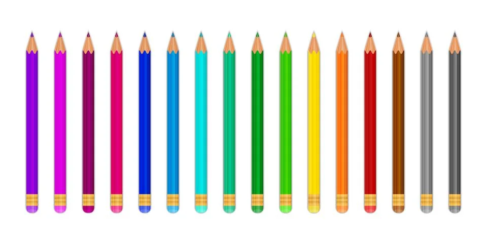 Colored pencils on white background. Vector illustration. Stock Illustration