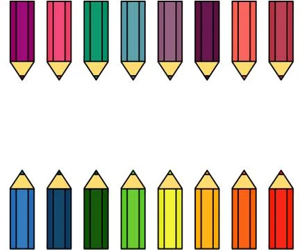 Colored pencils on a white background. Vector. Stock Illustration