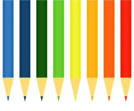 Colored pencils on a white background. Vector Stock Illustration