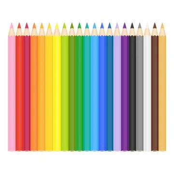 Colored Pencils on White Stock Illustration