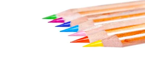 Colored pencils on a withe background Stock Photos