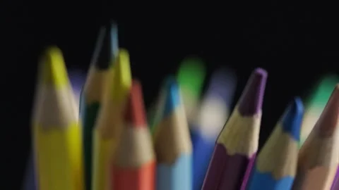 Colored pencils - zoom close-up Stock Footage 258107925