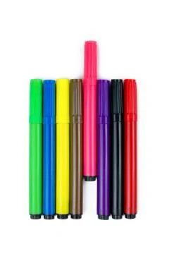 Colored pens isolated object on a white background Stock Photos