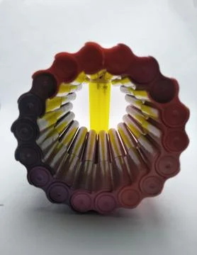 Colored pens with mancis Stock Photos