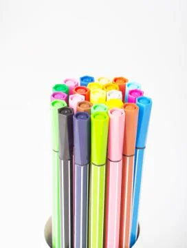 Colored pens Stock Photos