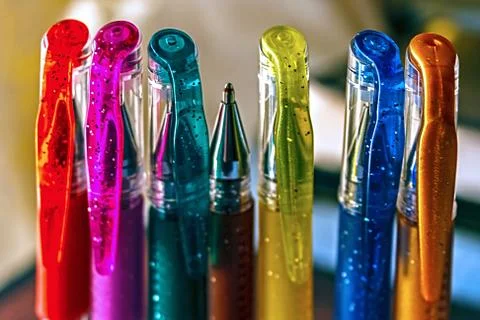 Colored pens Stock Photos