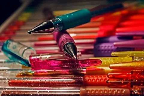 Colored pens Stock Photos