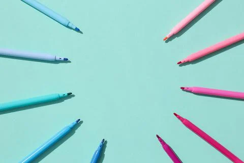 Colored pens Stock Photos