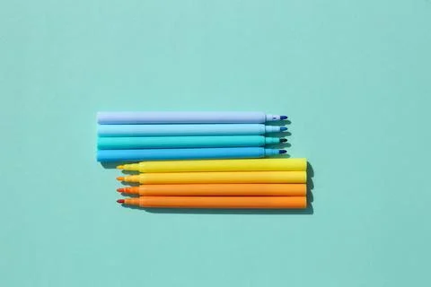 Colored pens Stock Photos
