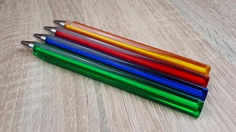 Colored pens. Plastic ballpoint pens,set. Stock-Footage 277210292