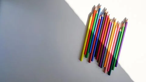Colored Pens On White Table Stock Photos