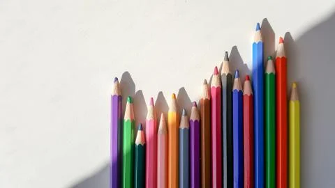 Colored Pens On White Table Stock Photos