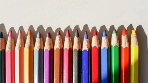 Colored Pens On White Table Stock Photos