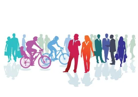 Colored people groups Stock Illustration