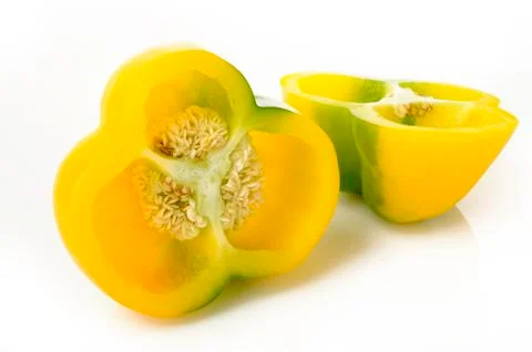 Colored peppers on white background Stock Photos