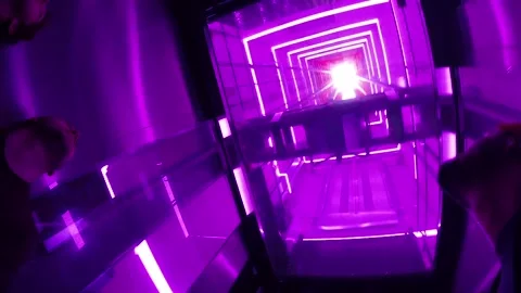 Colored Perspective Illumination Of Glass Elevator In A'DAM Tower Amsterdam 動画素材 86961420