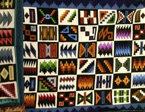Colored peruvian carpets Stock Photos