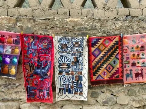 Colored peruvian carpets Fotos de archivo