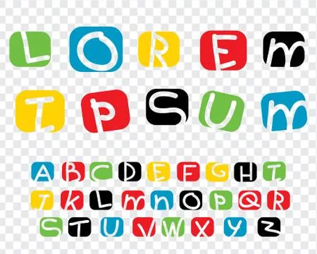 Colored petals font Stock Illustration