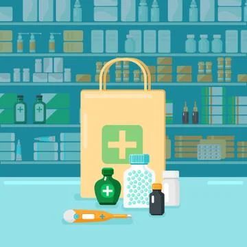 Colored Pharmacy Concept Illustrazione stock