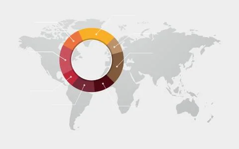 Colored pie chart on the world map Stock-Illustration