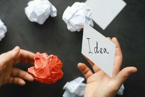 Colored pieces of paper. The concept of creativity and the formation of ide.. Stock Photos