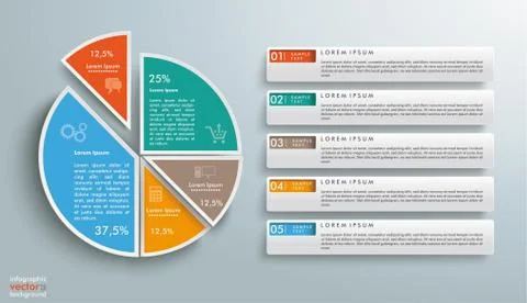 Colored Piechart 5 Tabs Stockillustratie